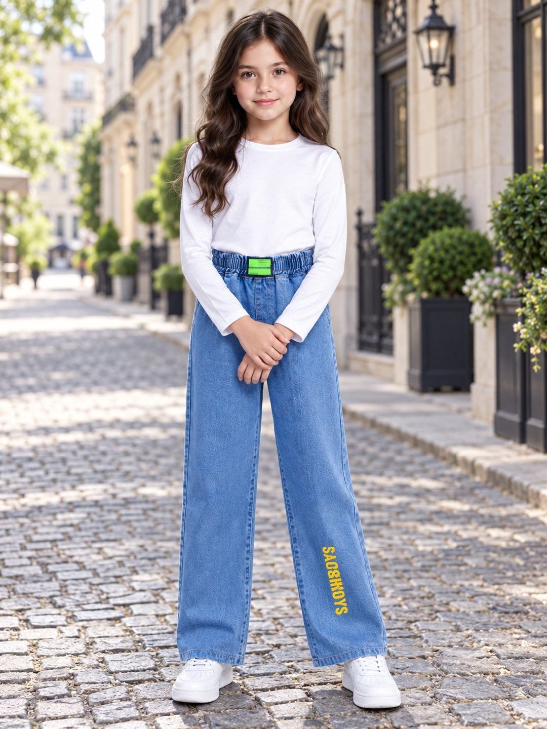 Blue Printed Relaxed Jeans
