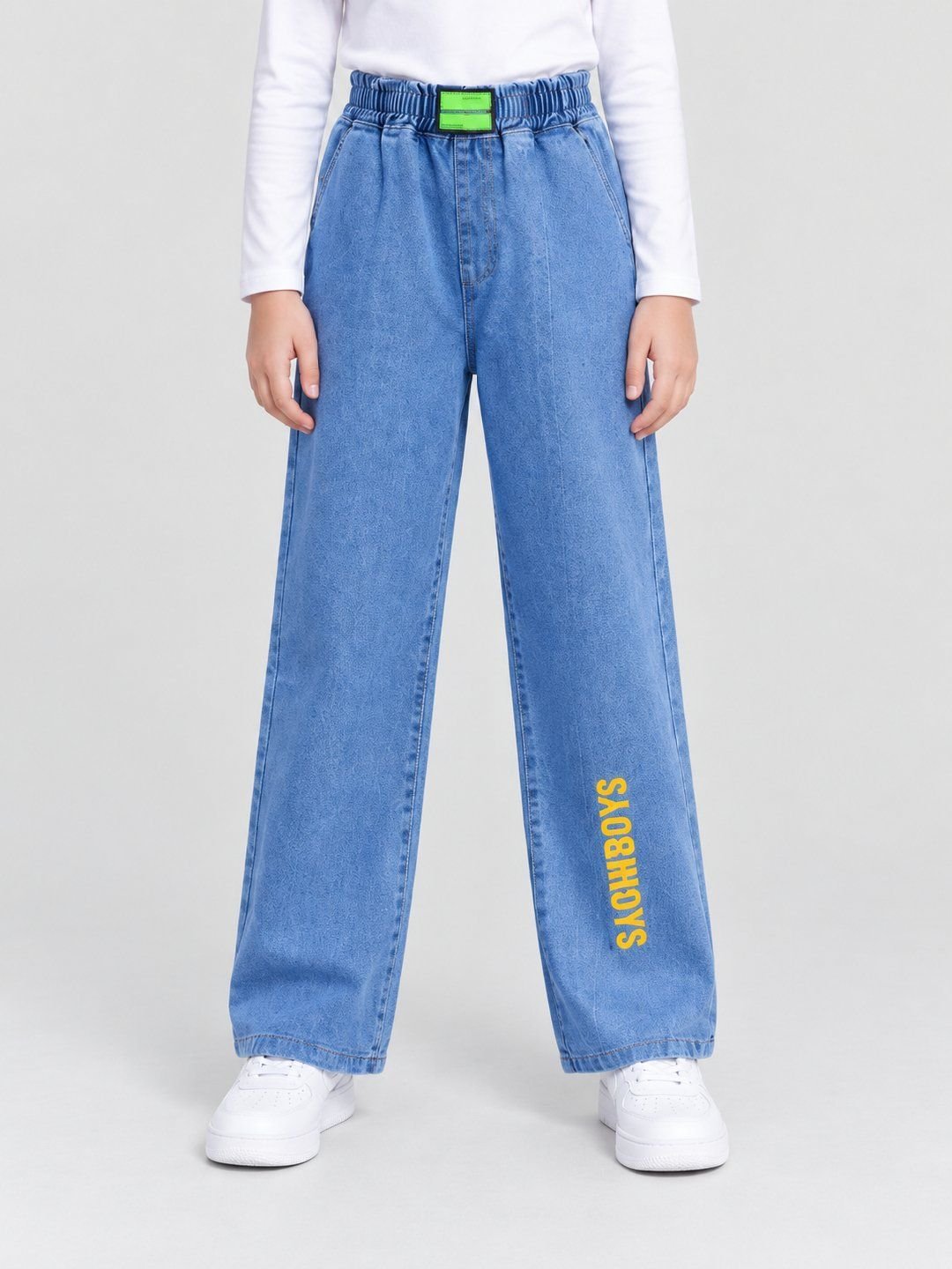 Blue Printed Relaxed Jeans