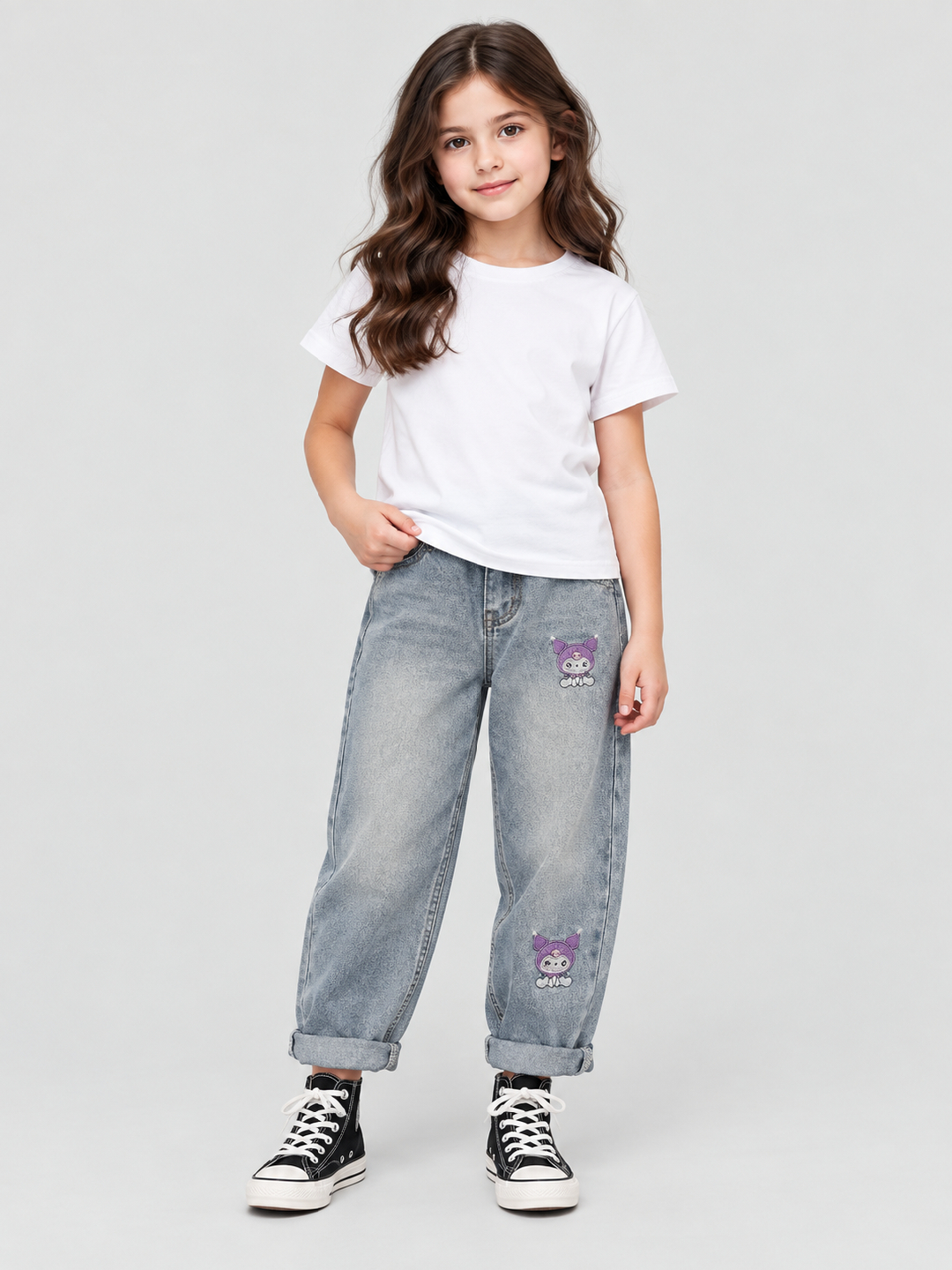 Light Blue Embroidered Relaxed Jeans