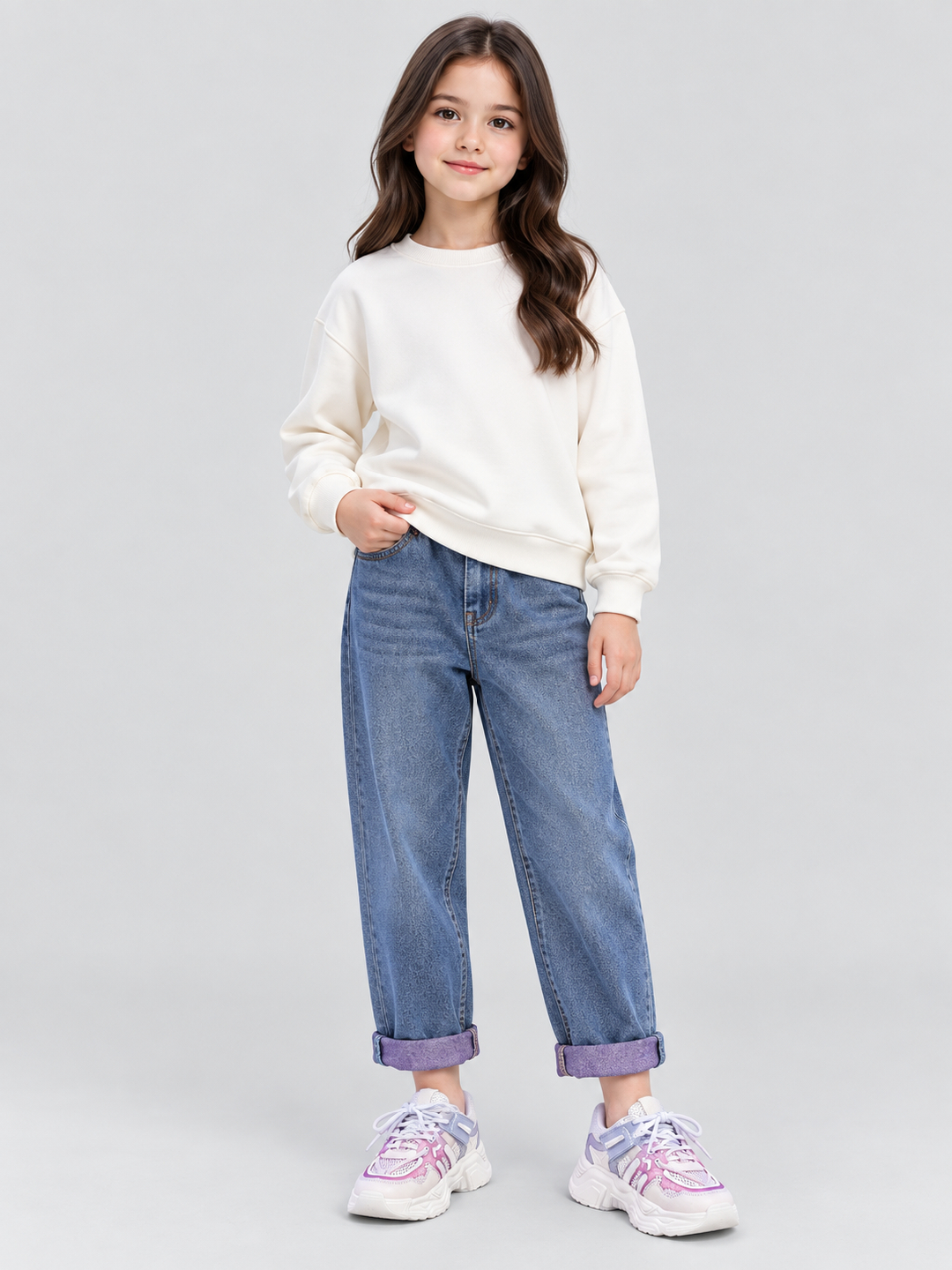 Blue Solid Relaxed Jeans