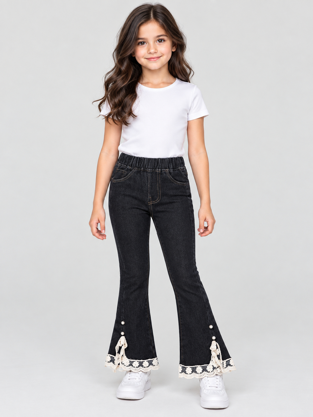 Black Solid Flare Jeans
