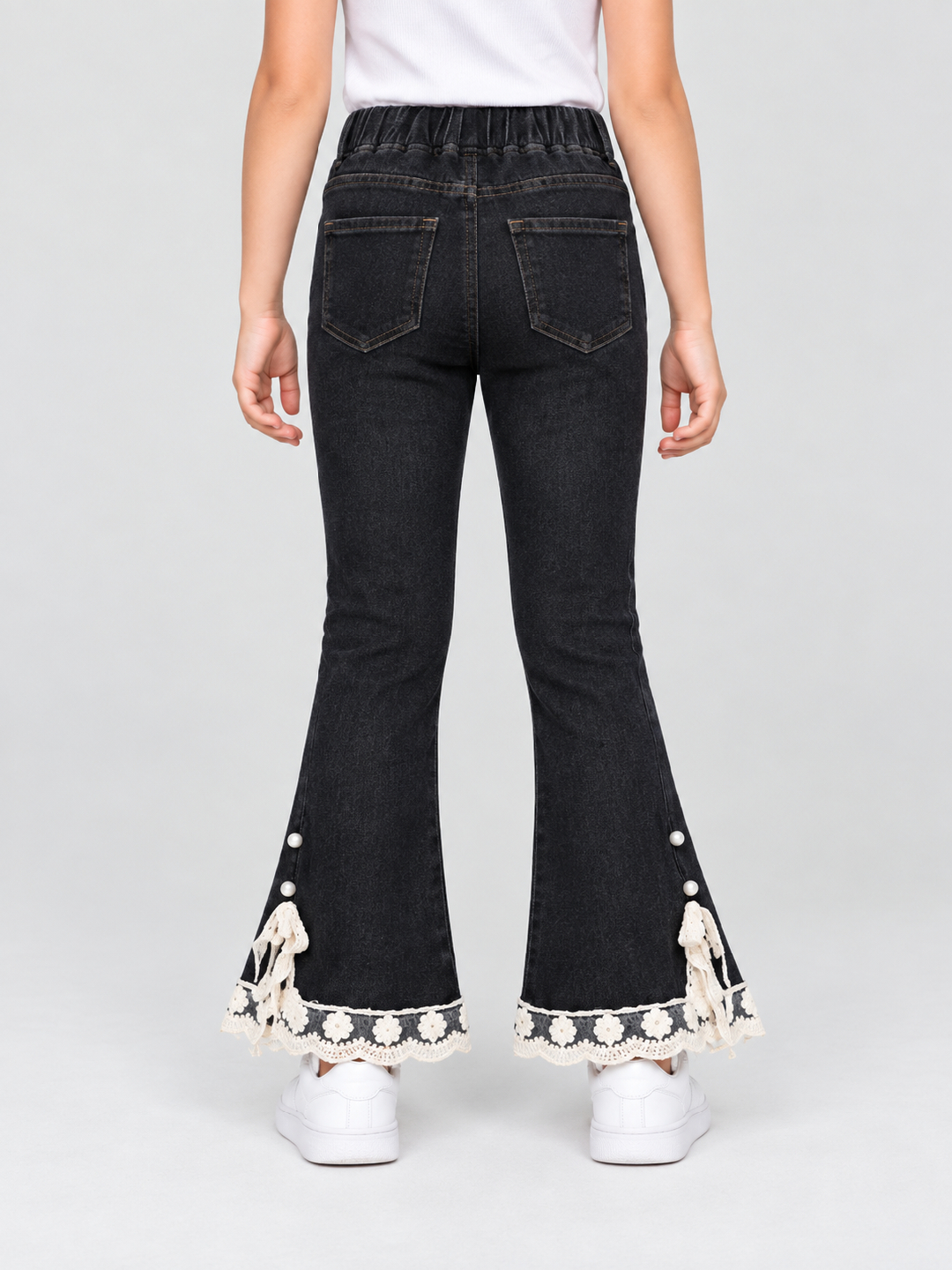 Black Solid Flare Jeans