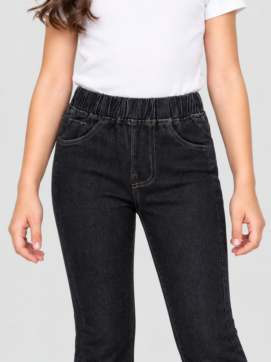 Black Solid Flare Jeans