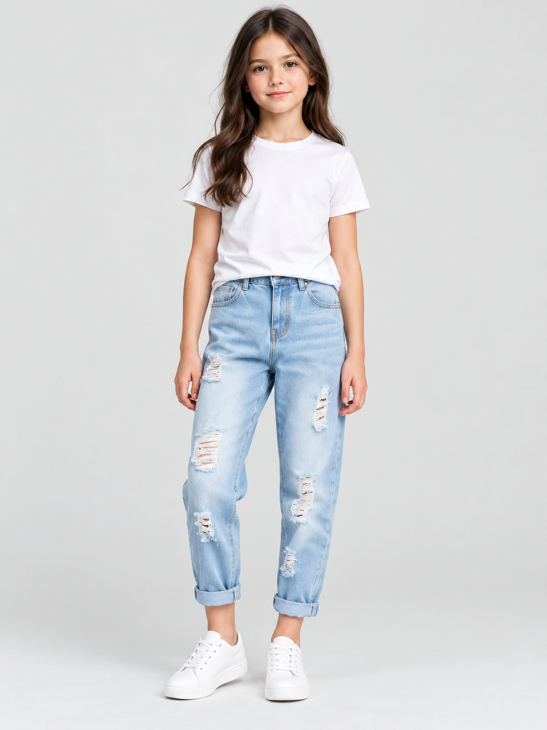 Light Blue Distressed Relaxed Jeans