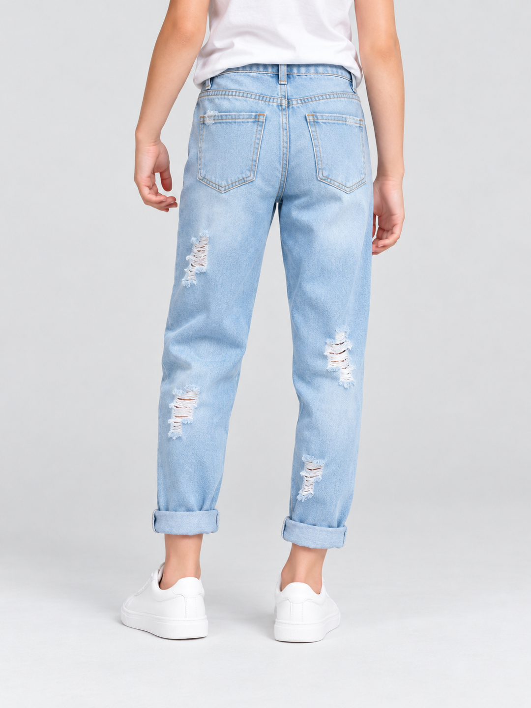 Light Blue Distressed Relaxed Jeans