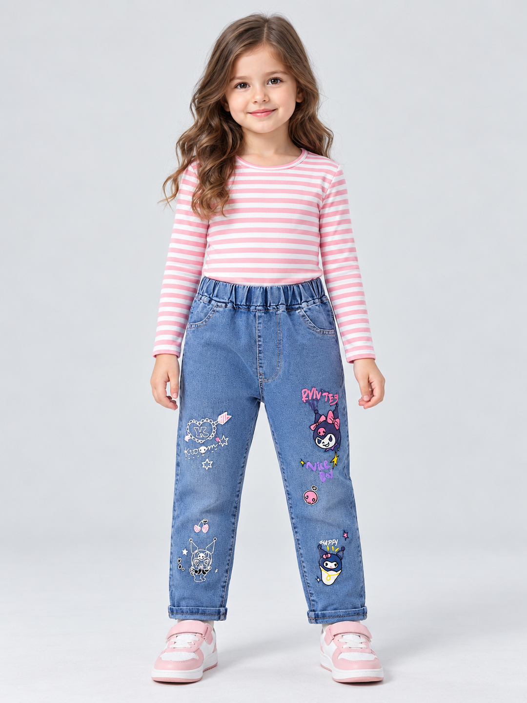 Blue Printed Relaxed Jeans