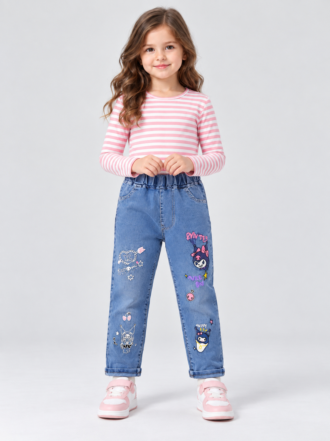 Blue Printed Relaxed Jeans