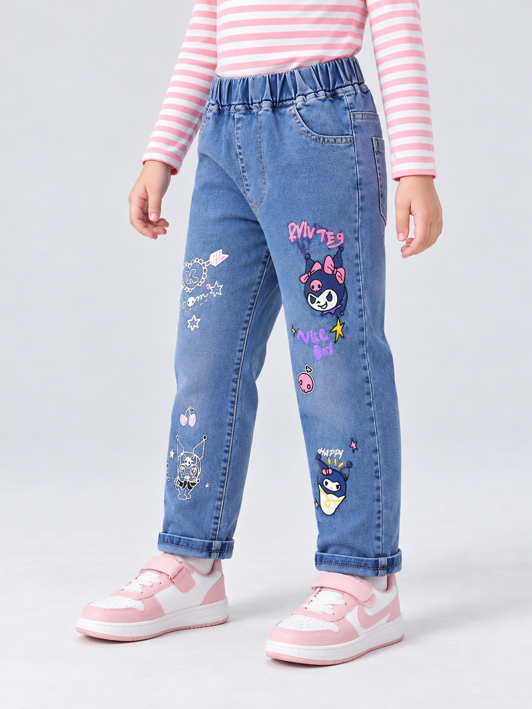 Blue Printed Relaxed Jeans