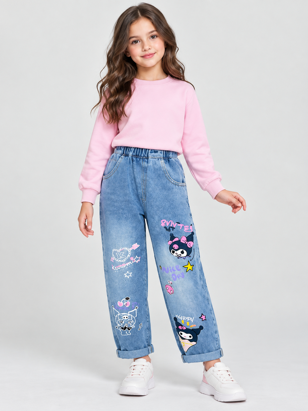 Blue Printed Relaxed Jeans