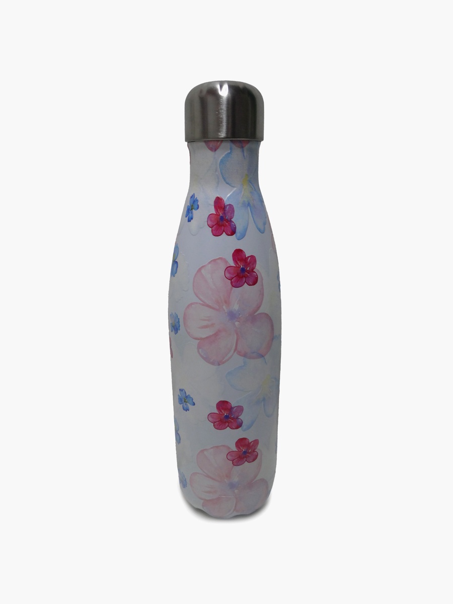Floral Stainless Steel Double Wall Water Bottle - 500 ml