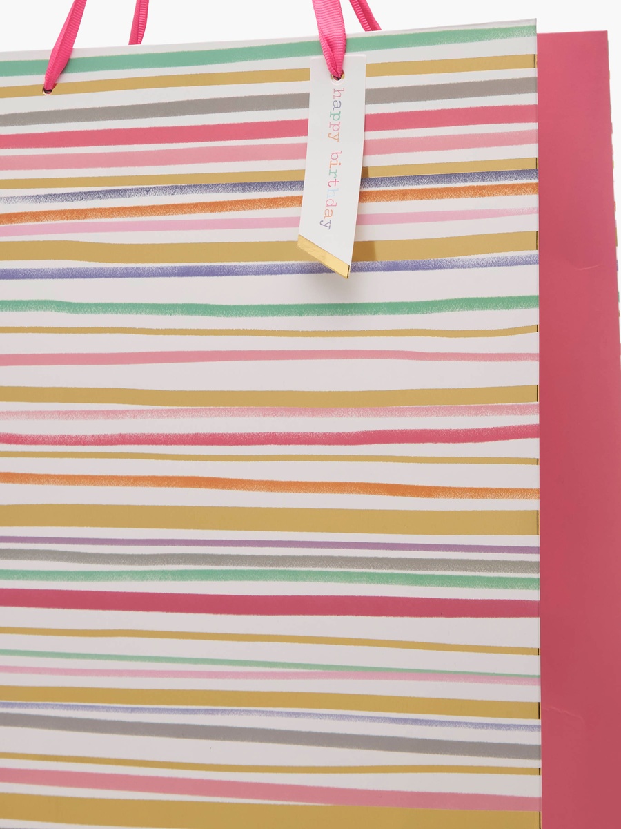 Striped Gift Bag with Tag - Medium