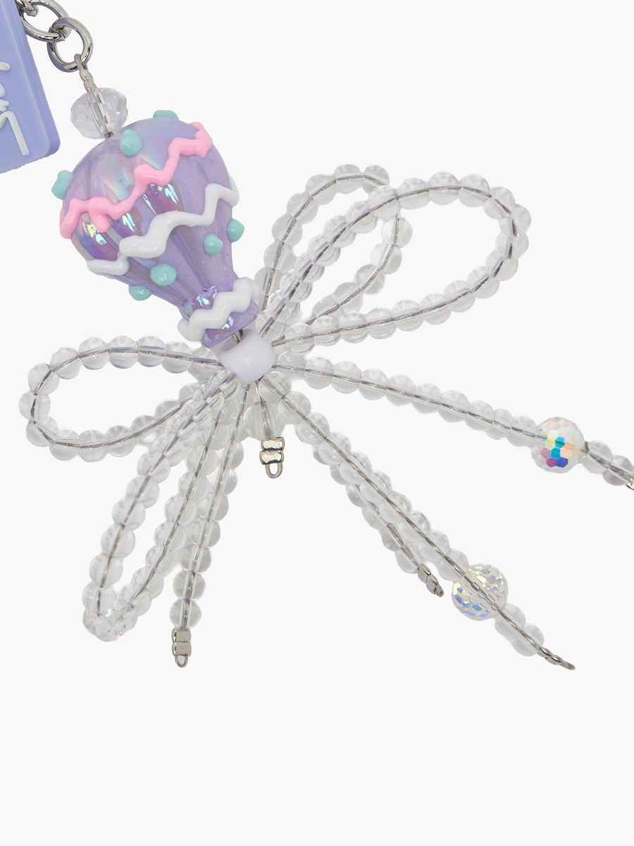 Beaded Bow Keyring with Crystal Details