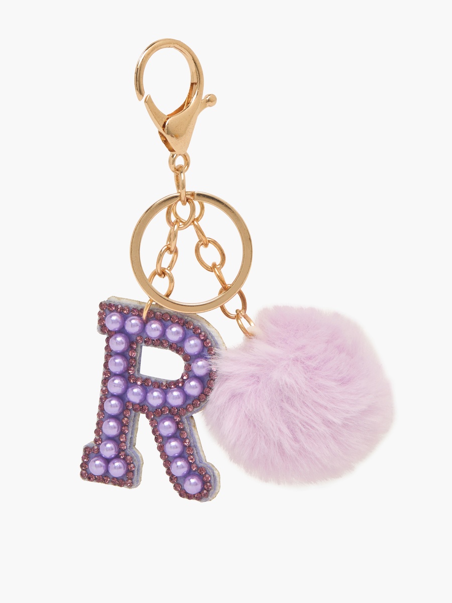 Initial Embellished Keyring with Pompom