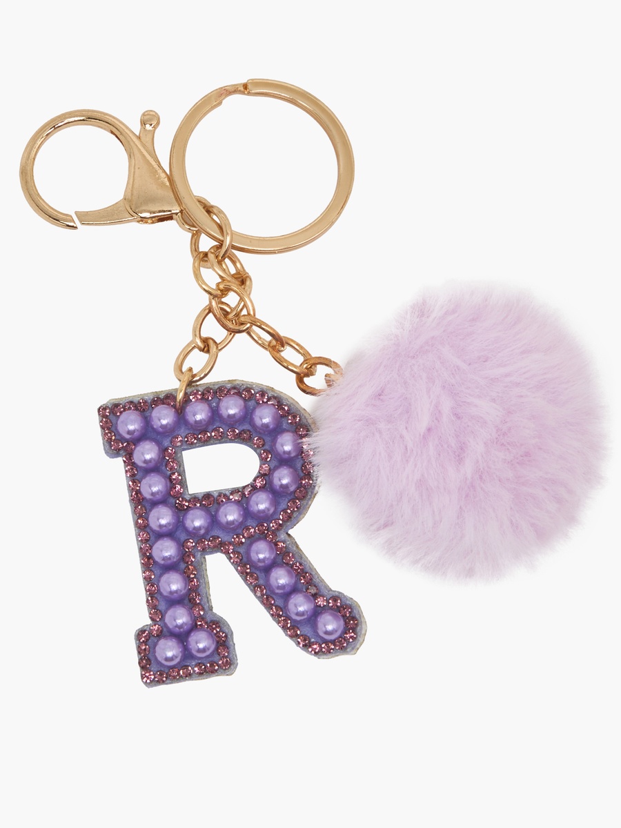 Initial Embellished Keyring with Pompom