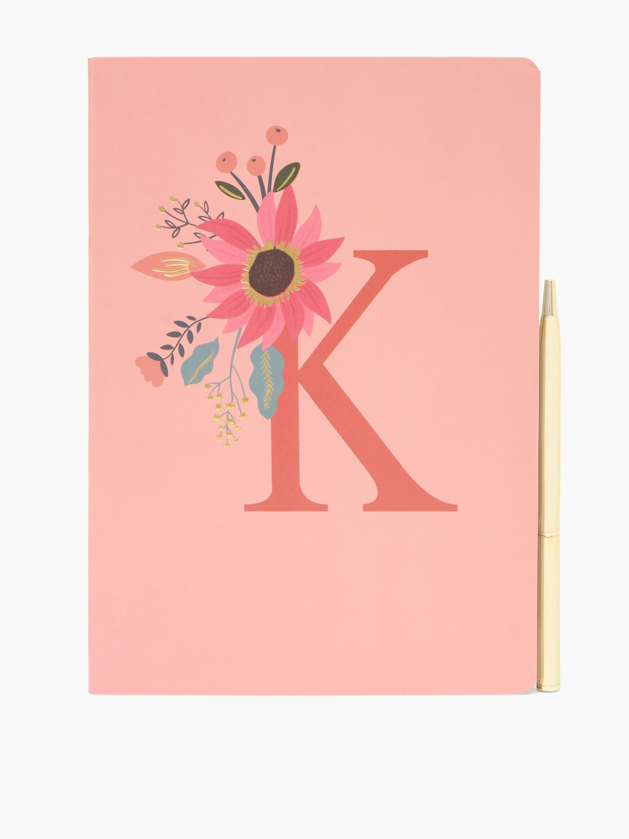 Floral Initial Print Soft Cover Notebook - 96 cm