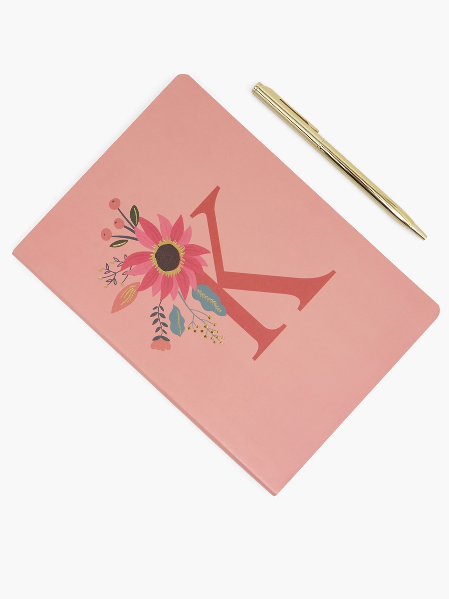 Floral Initial Print Soft Cover Notebook - 96 cm
