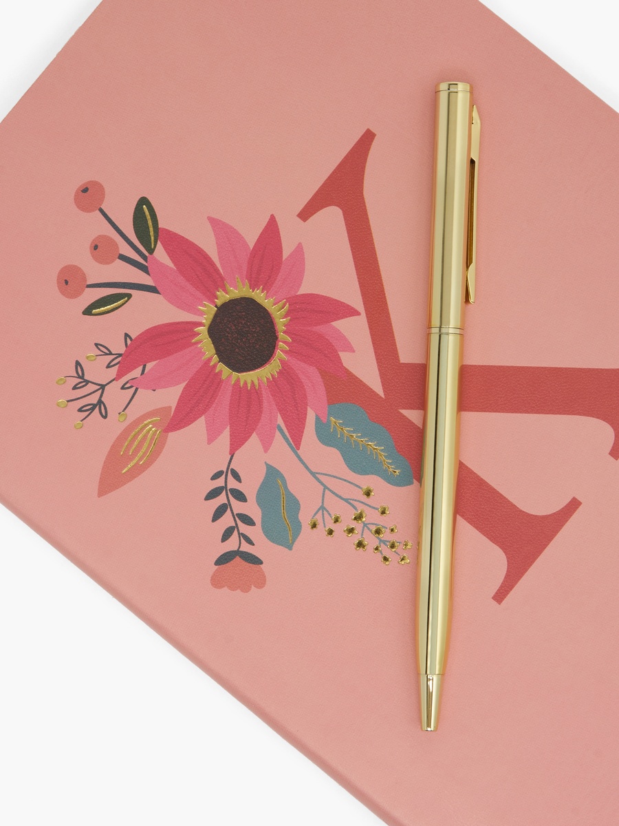 Floral Initial Print Soft Cover Notebook - 96 cm