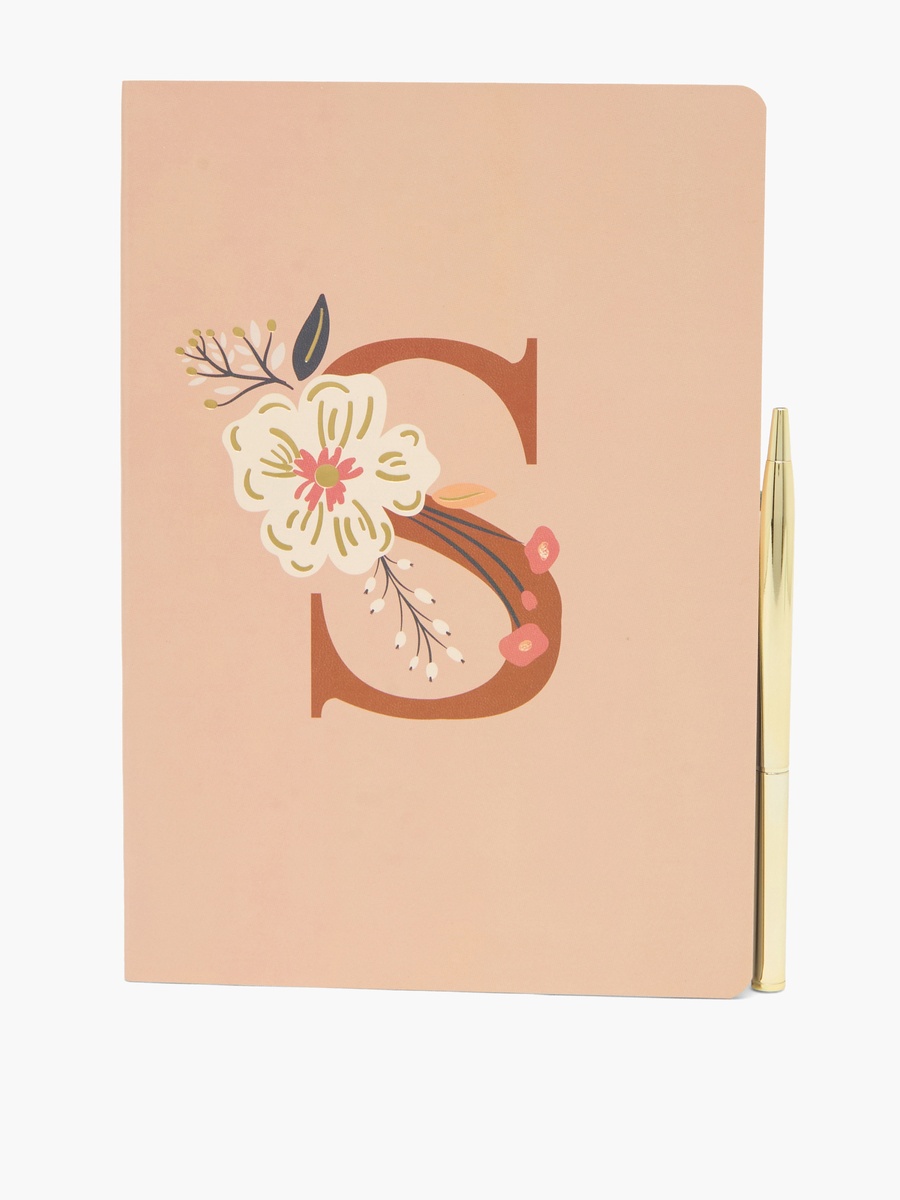 Floral Initial Print Soft Cover Notebook - 96 Pages
