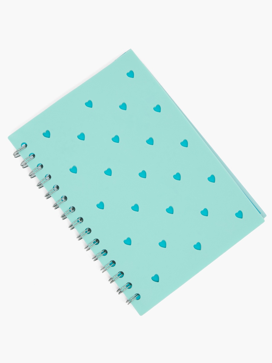 Heart Print Notebook with Spiral Binding and Charms
