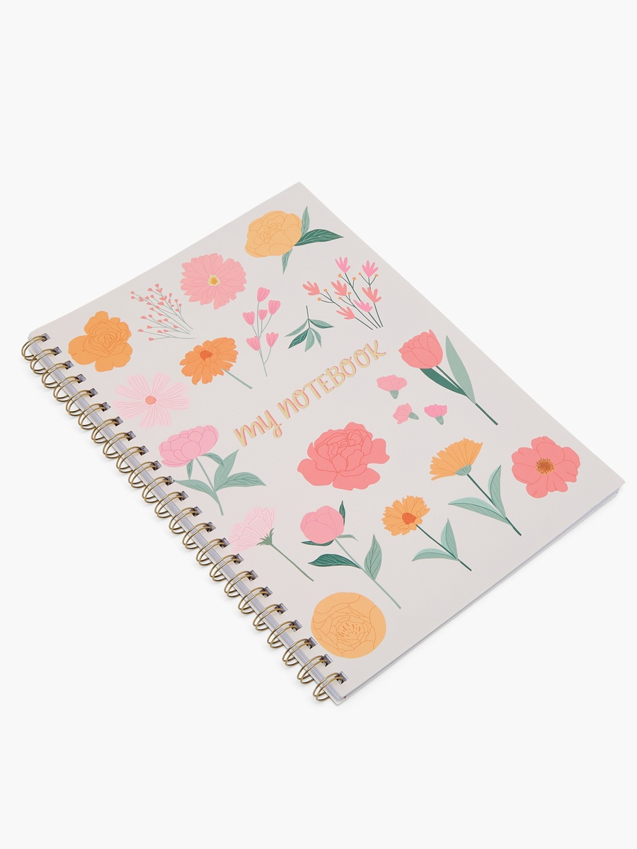 Floral Print Notebook with Spiral Binding