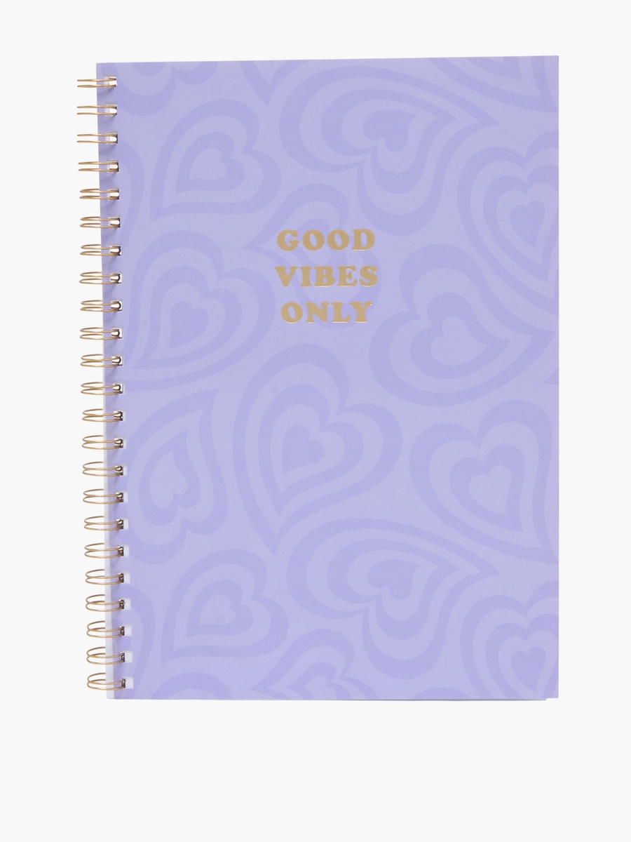 Heart Print Notebook with Spiral Binding