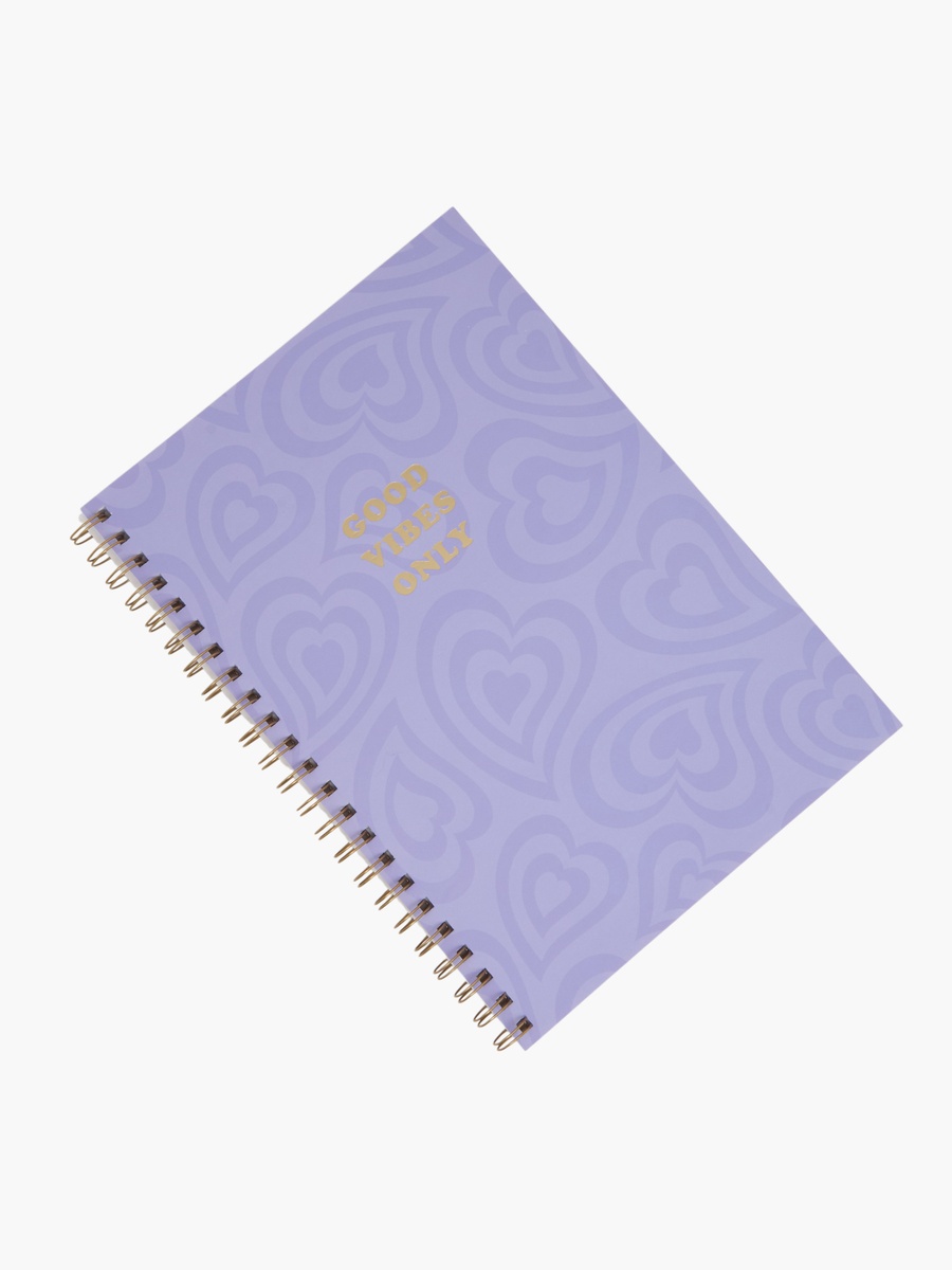 Heart Print Notebook with Spiral Binding