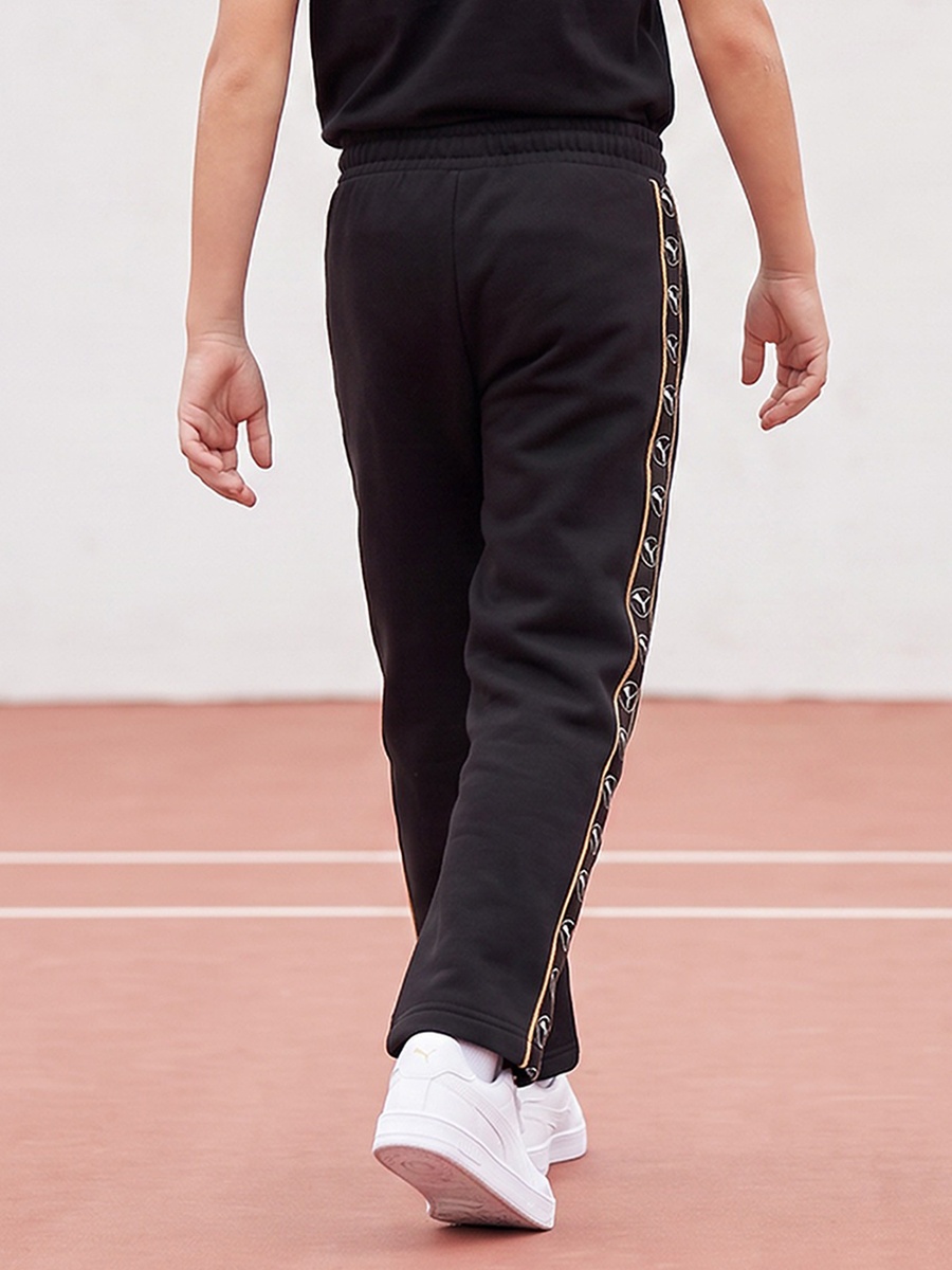Elasticated Drawstring Waist Track Pants with Logo Print