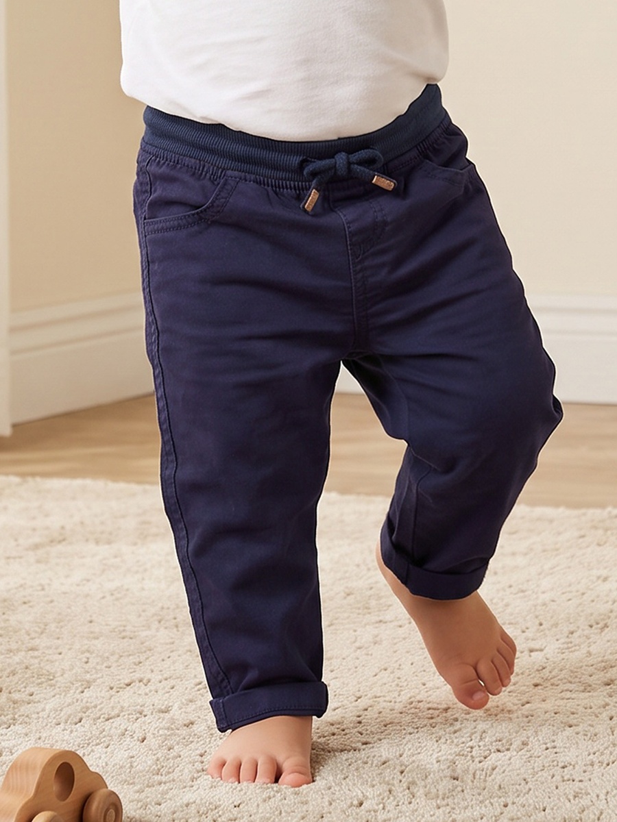 Solid Trousers with Drawstring Closure