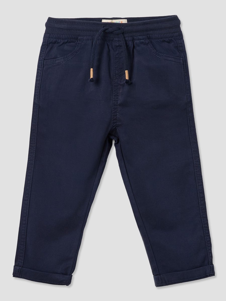 Solid Trousers with Drawstring Closure
