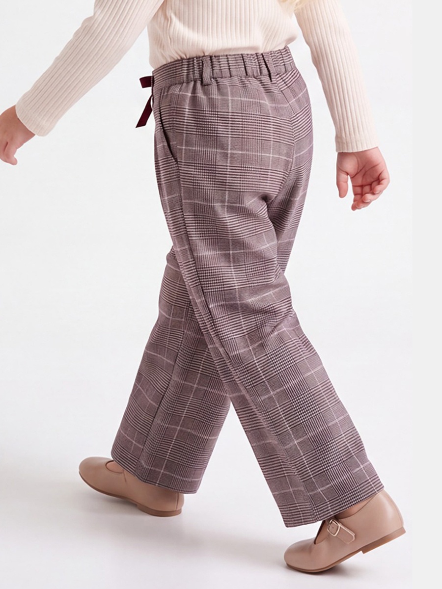 Trousers with Checked Design, Elasticated Waist