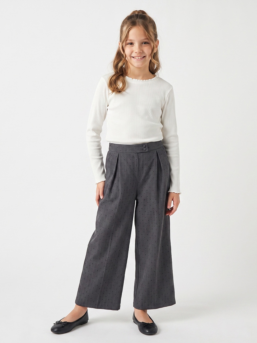 Wide Leg Trousers with Stone Embellishment, Elasticated Waist