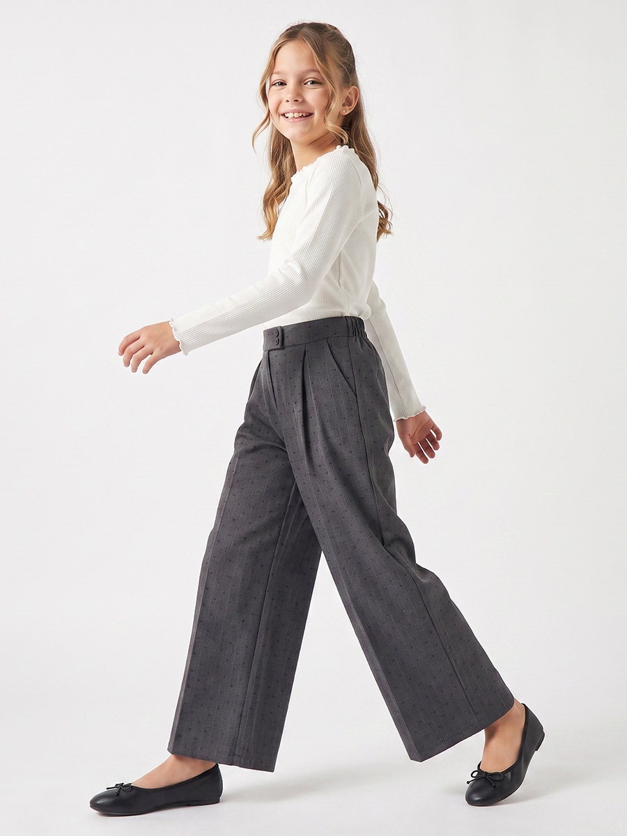 Wide Leg Trousers with Stone Embellishment, Elasticated Waist