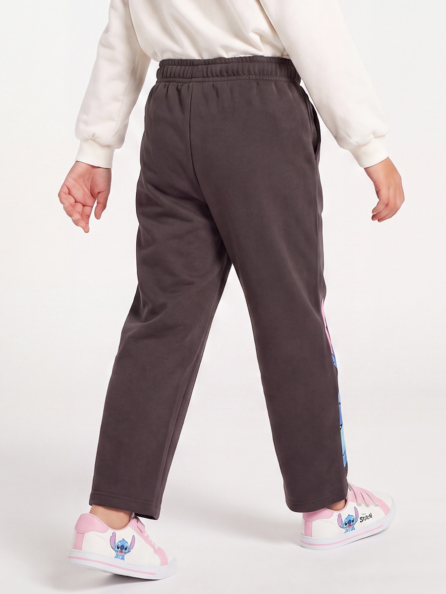 Elasticated Drawstring Waist Track Pant with Stitch Print