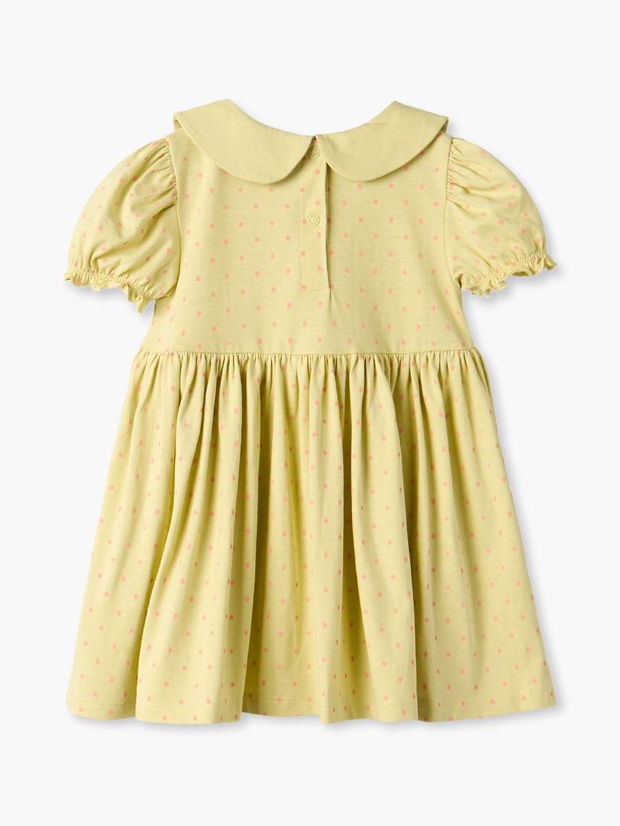 Peter Pan Short Sleeves Knee Length A-line Dress with Polka Dot Print