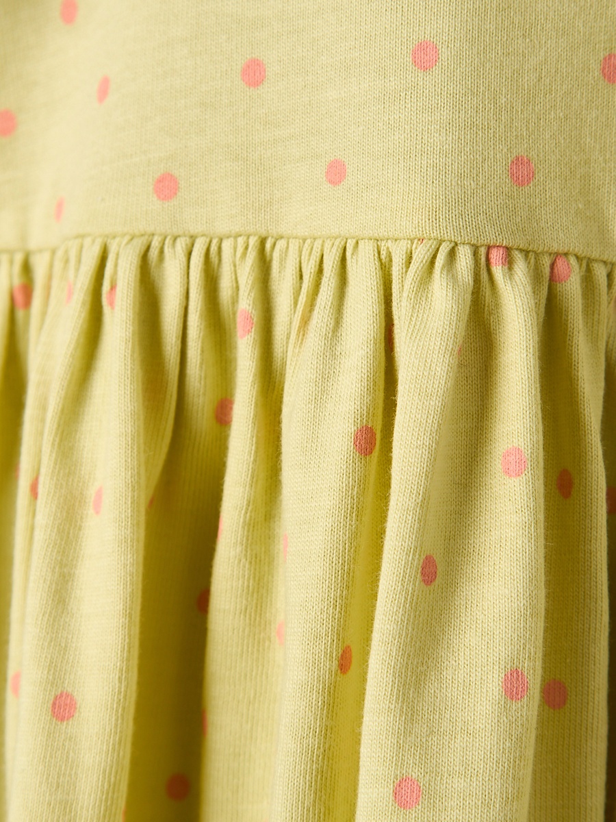 Peter Pan Short Sleeves Knee Length A-line Dress with Polka Dot Print