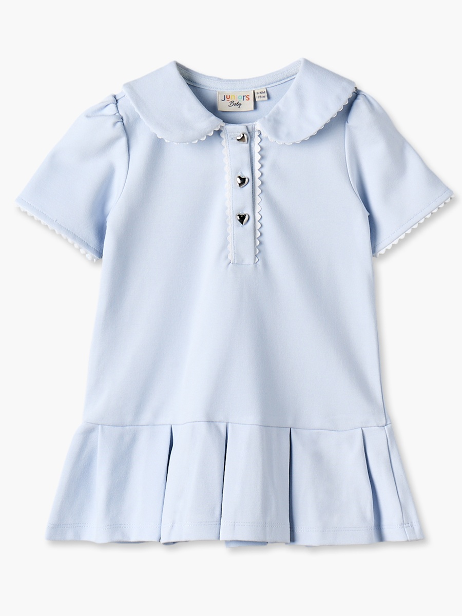 Peter Pan Collar Short Sleeves Drop Waist Dress with Lace Trim