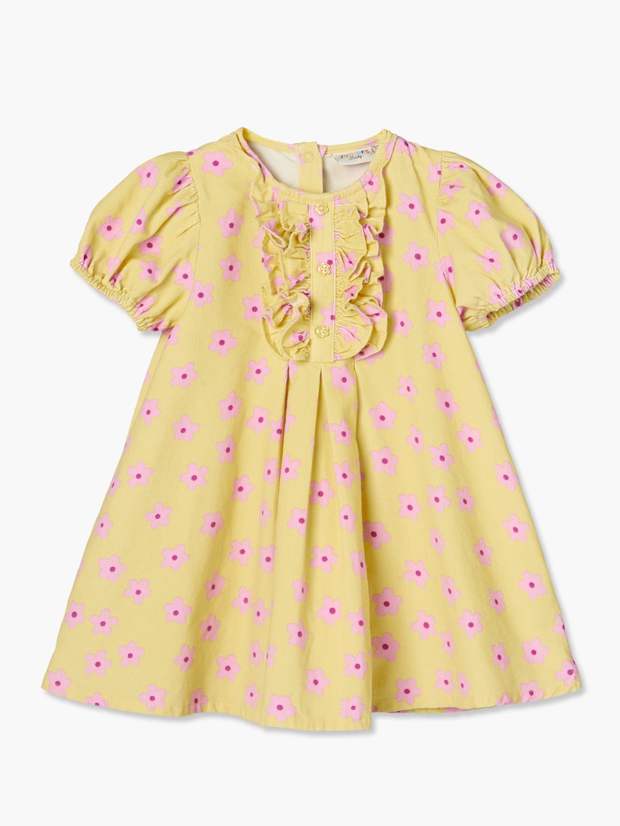 Round Neck Short Sleeves Knee Length Dress with Floral Print