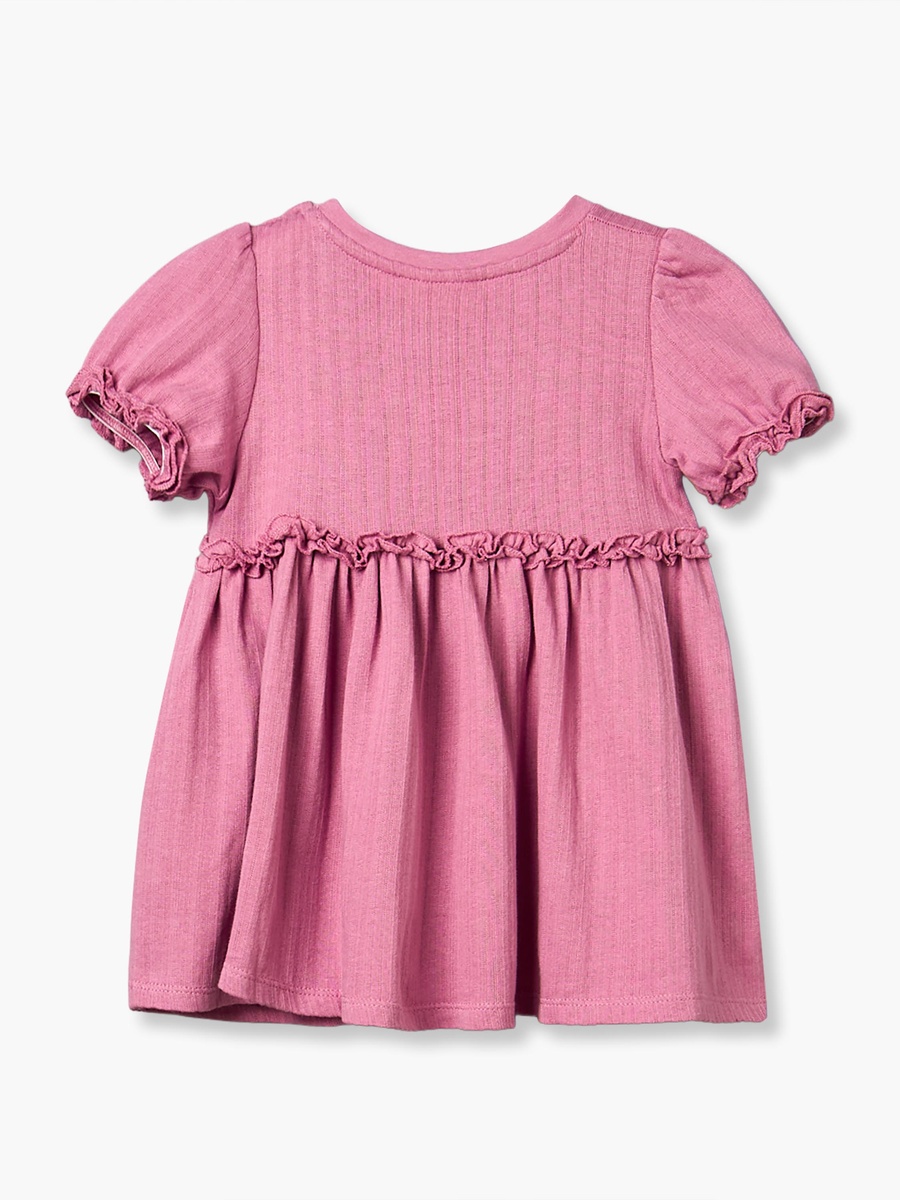 Pack of 2 Round Neck Short Sleeves Knee Length Dress with Ruffled Detail