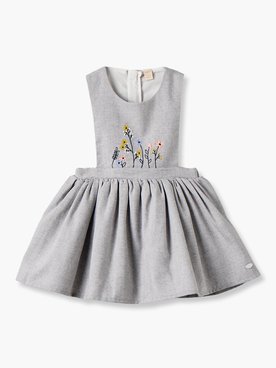 Collared Long Sleeves Top and Pinafore Set with Tights