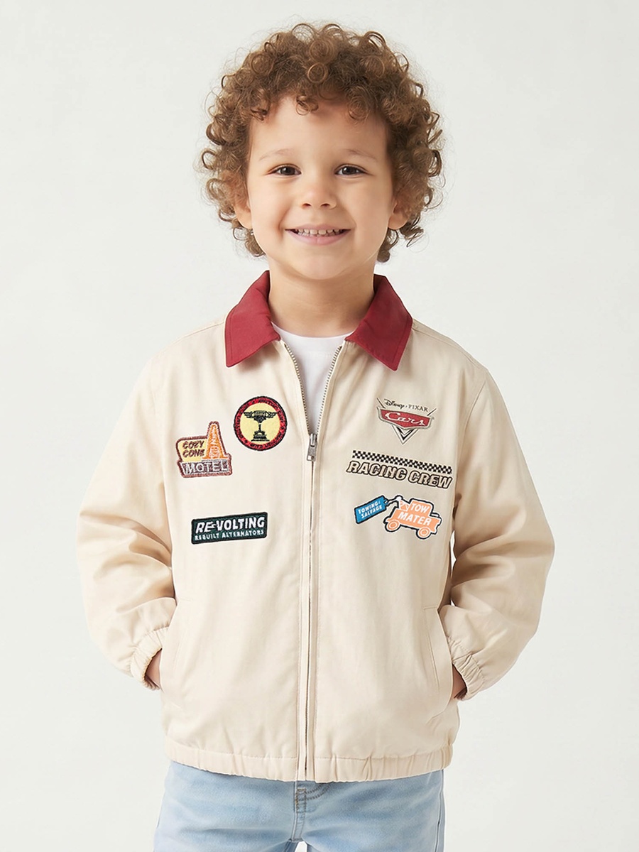Lightning McQueen Print Bomber Jacket with Long Sleeves
