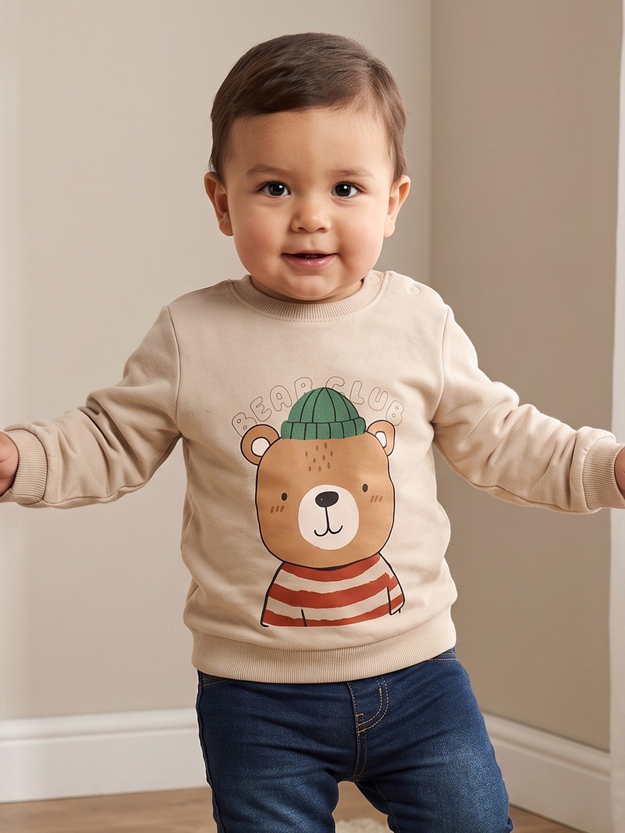 Round Neck Sweatshirt with Lion Print
