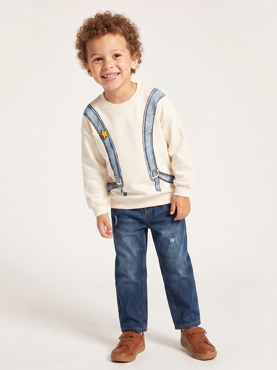 Backpack Print Sweatshirt with Long Sleeves