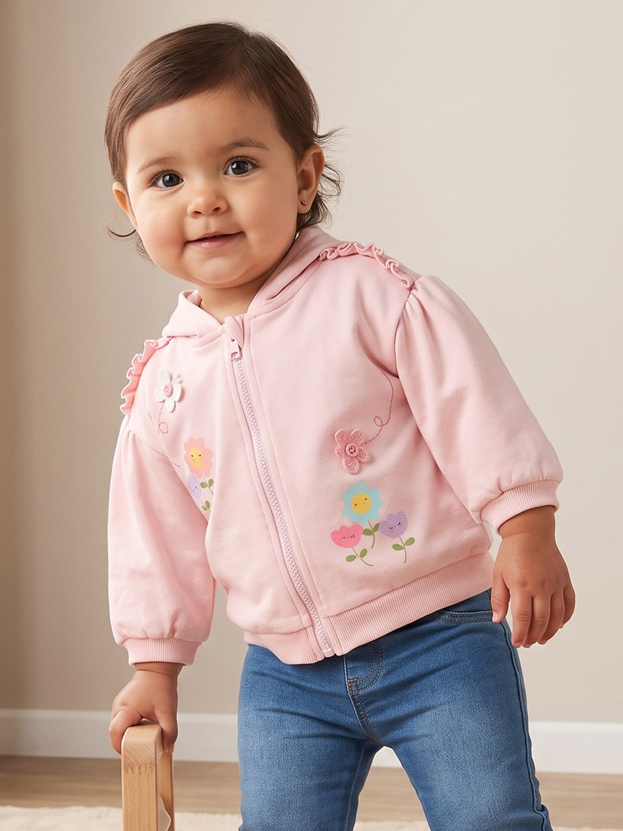 Floral Print Hoodie with Long Sleeves