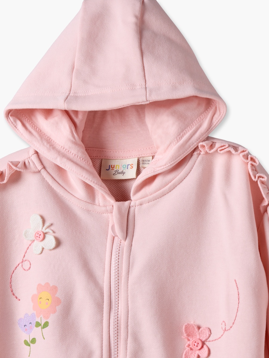 Floral Print Hoodie with Long Sleeves
