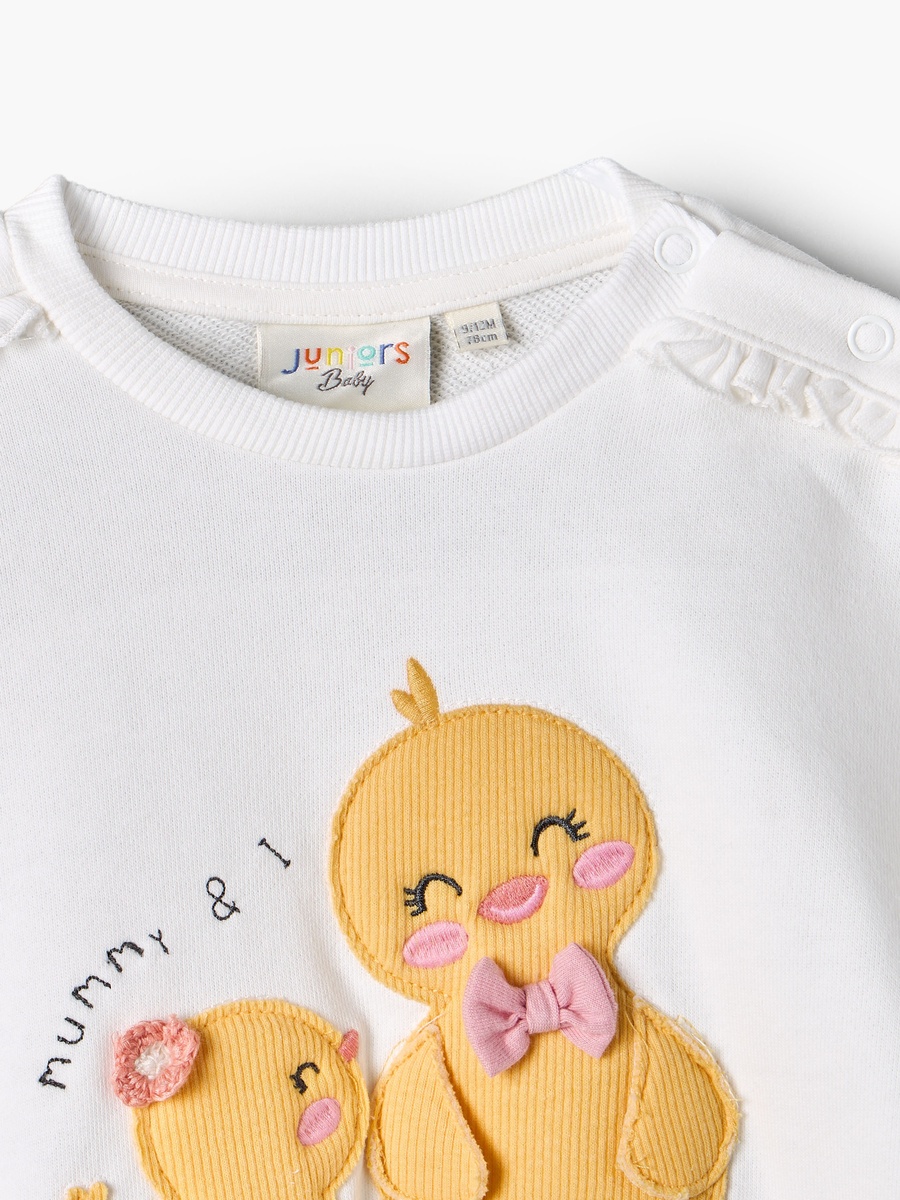 Chick Applique Sweatshirt with Long Sleeves