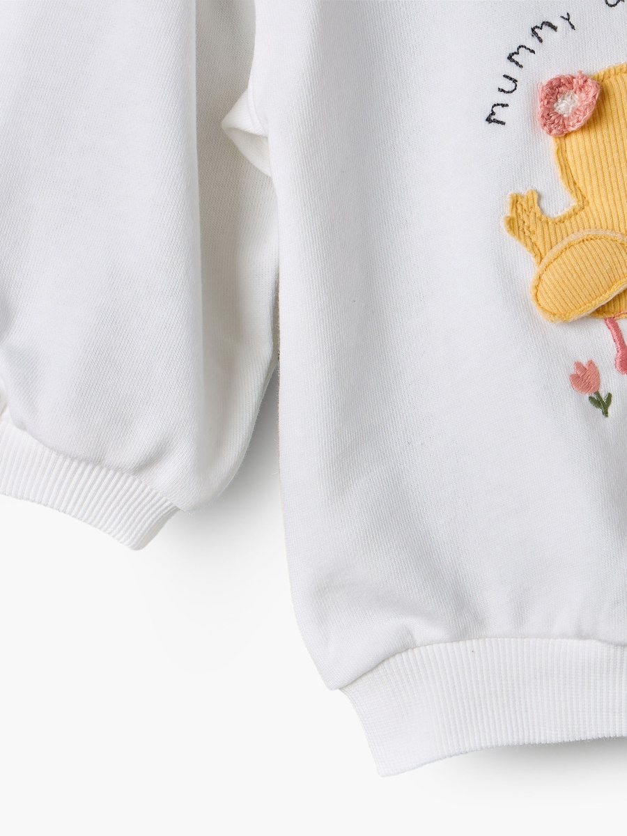 Chick Applique Sweatshirt with Long Sleeves