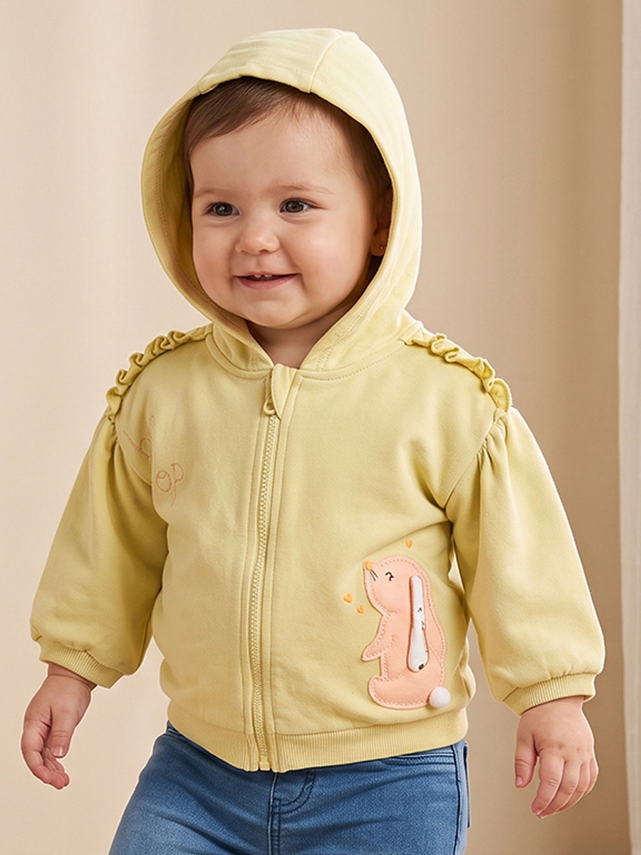 Ruffled Hooded Sweatshirt with Long Sleeves
