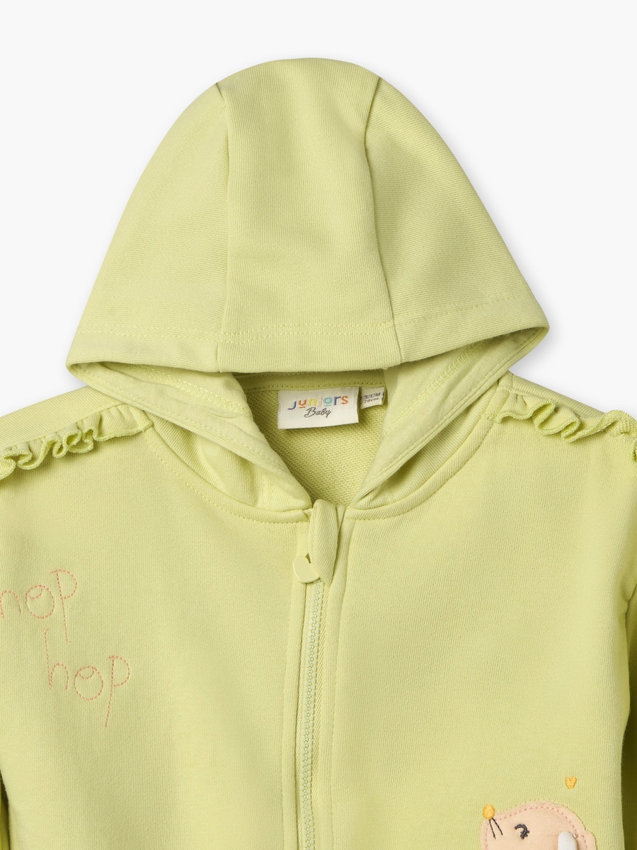 Ruffled Hooded Sweatshirt with Long Sleeves