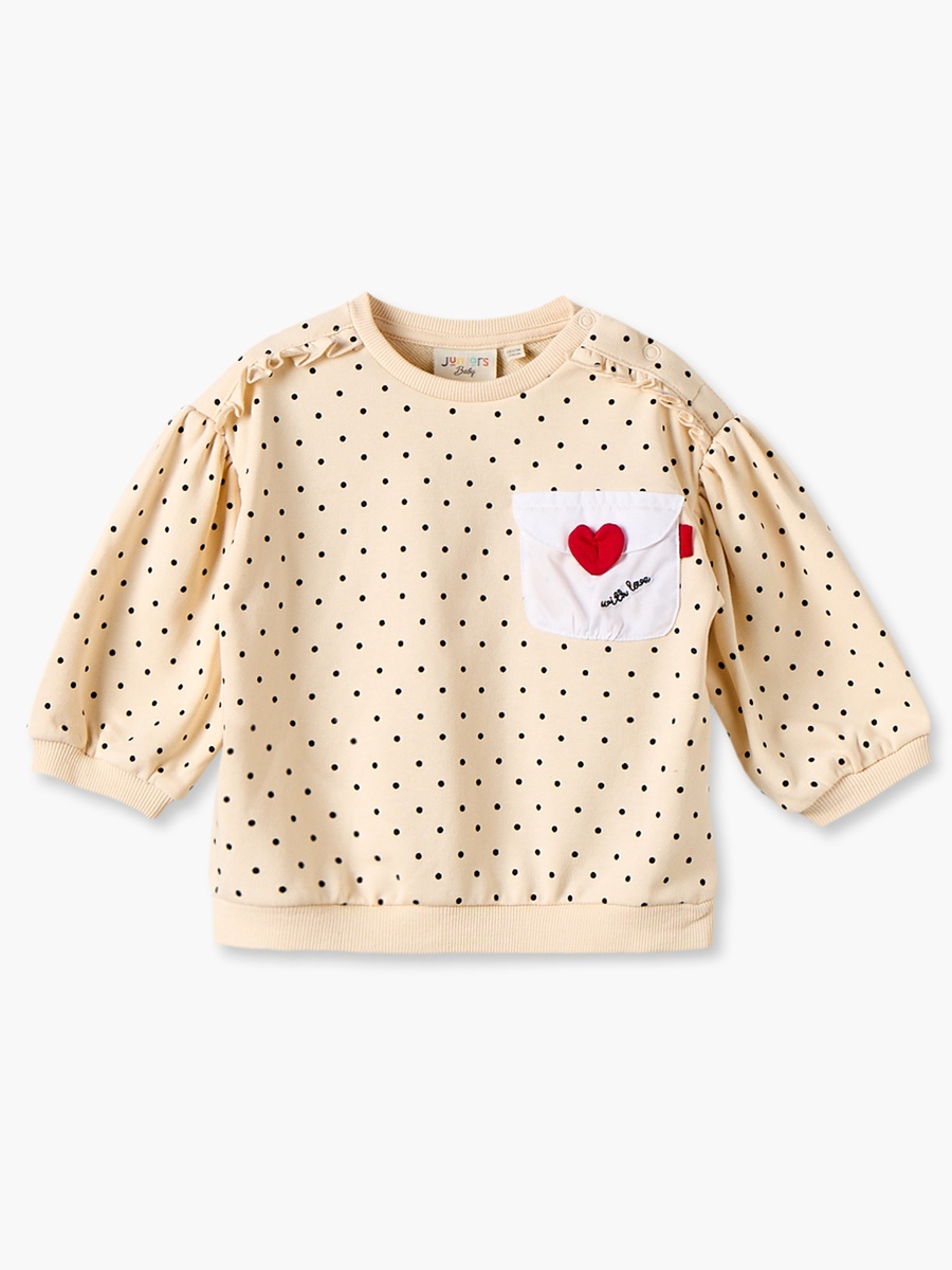 Polka Dot Sweatshirt with Heart Detail