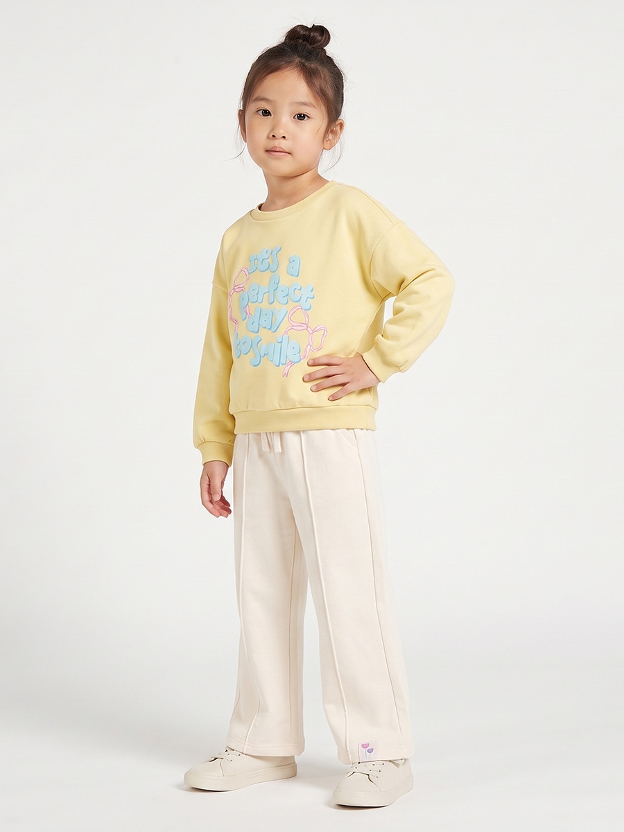 Crew Neck Sweatshirt with Slogan Print